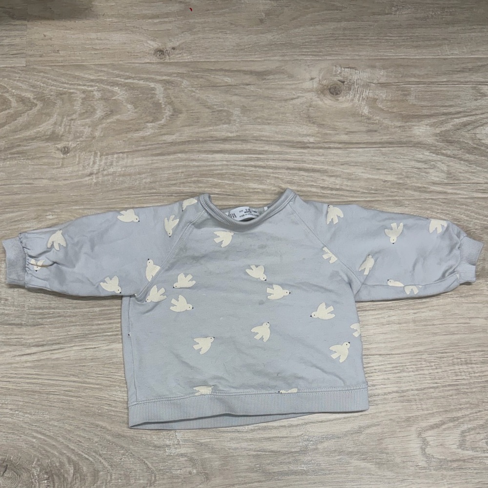 Kids Gray Bird Print Sweatshirt